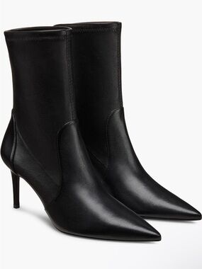 Stuart Weitzman “Stuart” Black Pointed Toe Stiletto Mid-Calf Boots